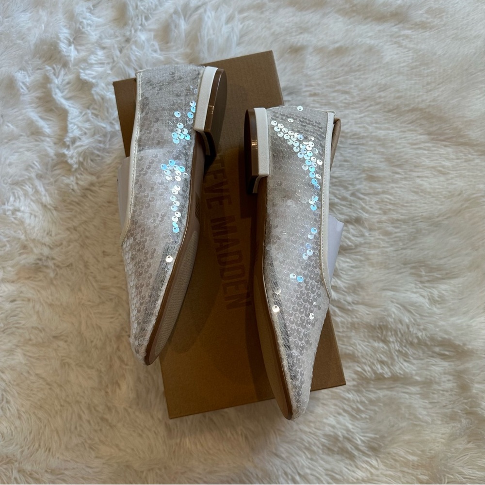 Steve Madden White Sequin Ballet Flats - Picture 5 of 12